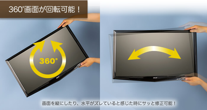 設置後に壁掛けテレビ金具による回転角度調節が可能です。