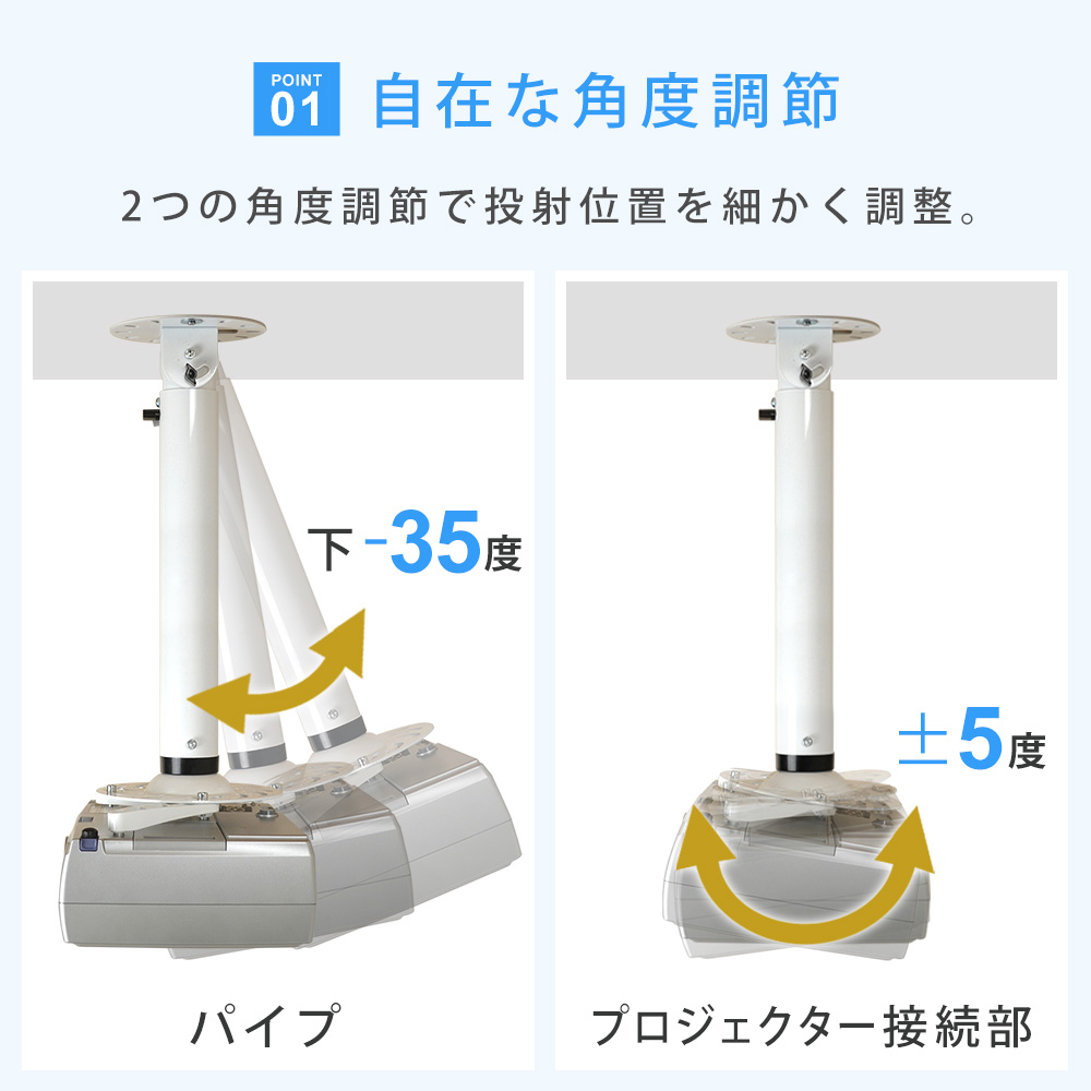 自在な角度調節