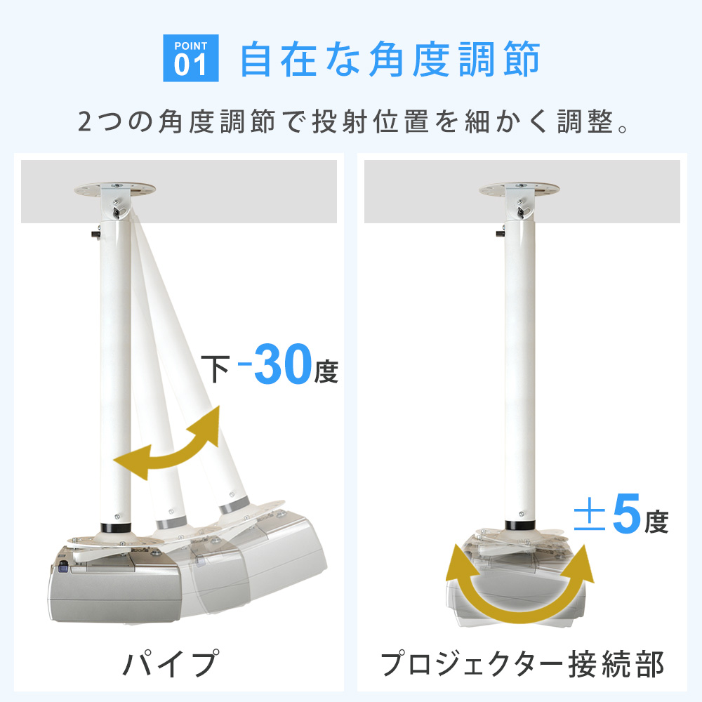 自在な角度調節