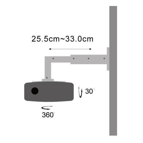 壁掛けプロジェクター金具 角度調節図