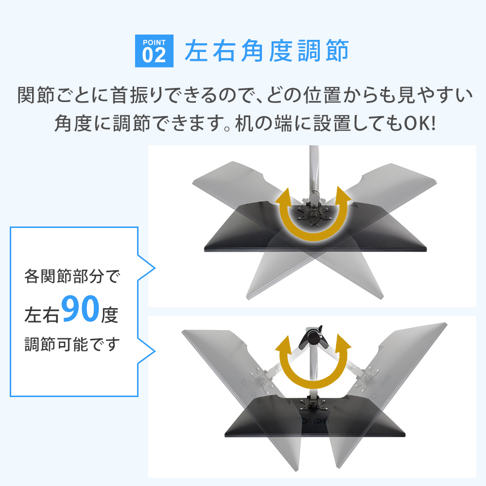 左右角度調節が可能