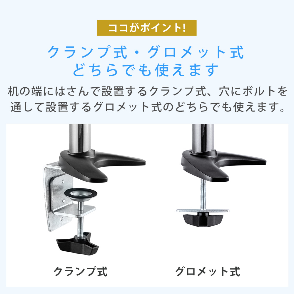 クランプ式・グロメット式に対応