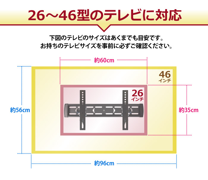 26～46型のテレビに対応